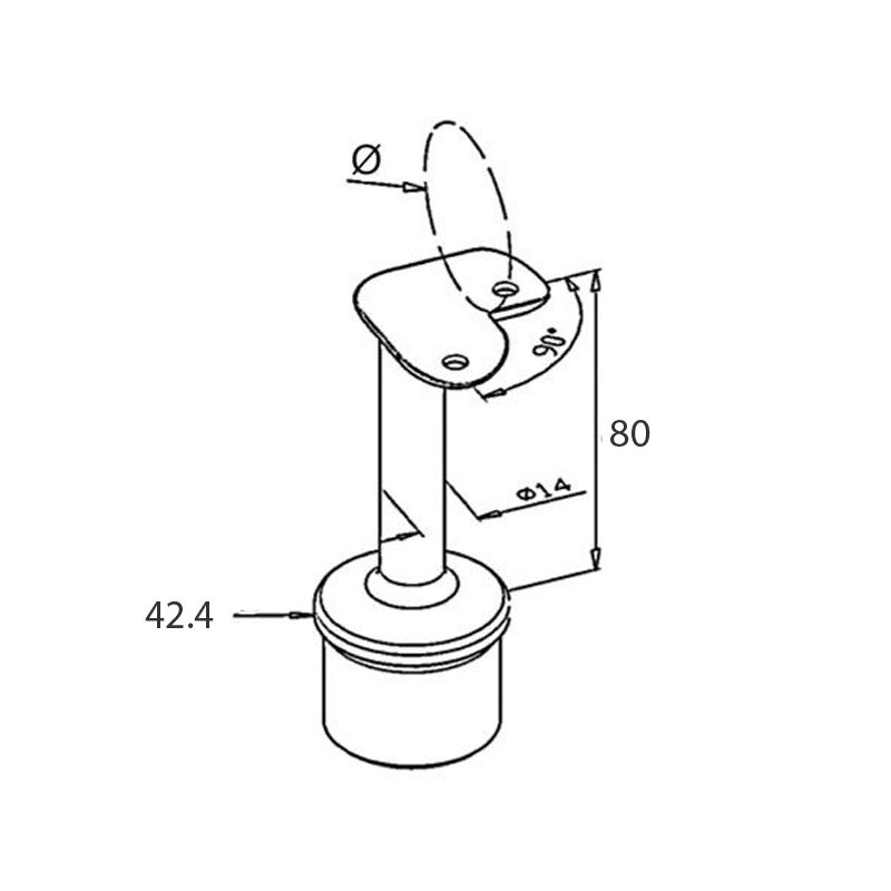 Support main courante à 90°