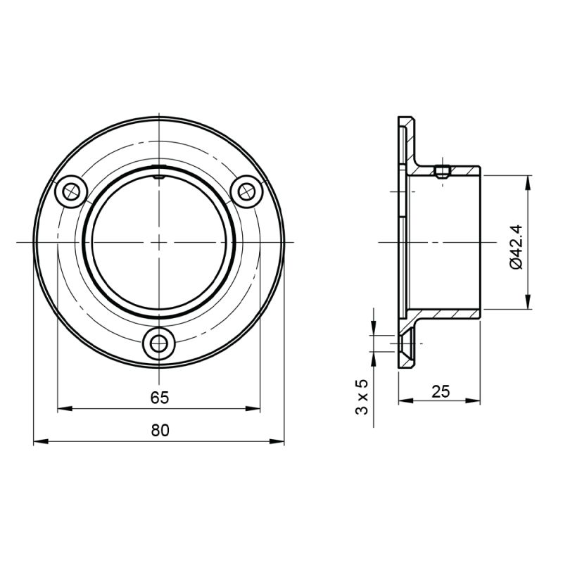 Platine murale Inox - 3 trous