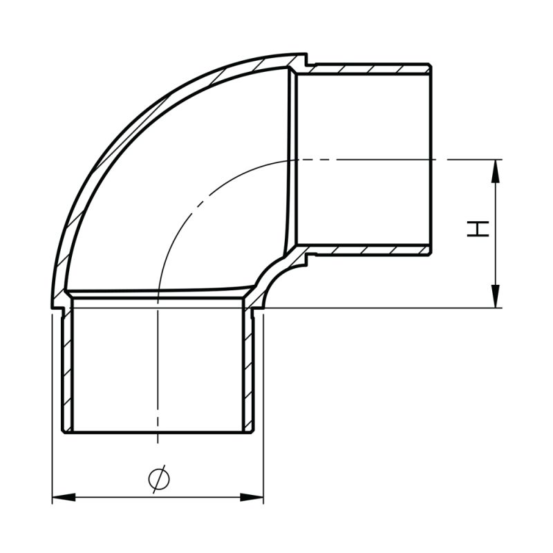 Coude inox grand rayon