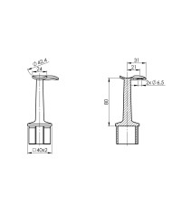 plan Support de lisse ronde à 90° pour poteau