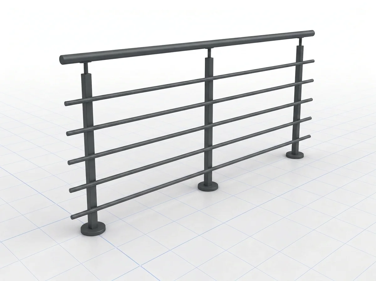Garde-corps aluminium à lisses horizontales, laqué anthracite