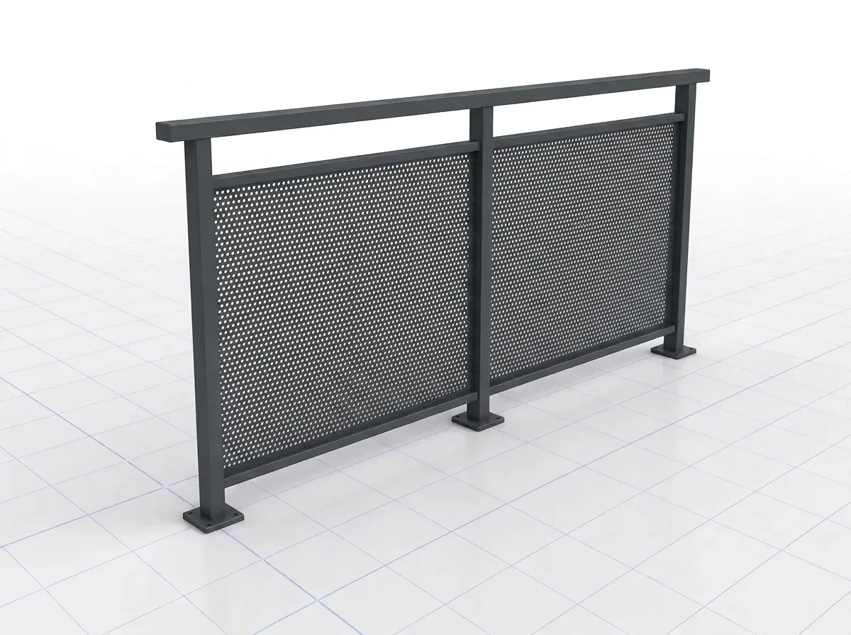 Garde-corps aluminium tôle décor perforée, laqué anthracite