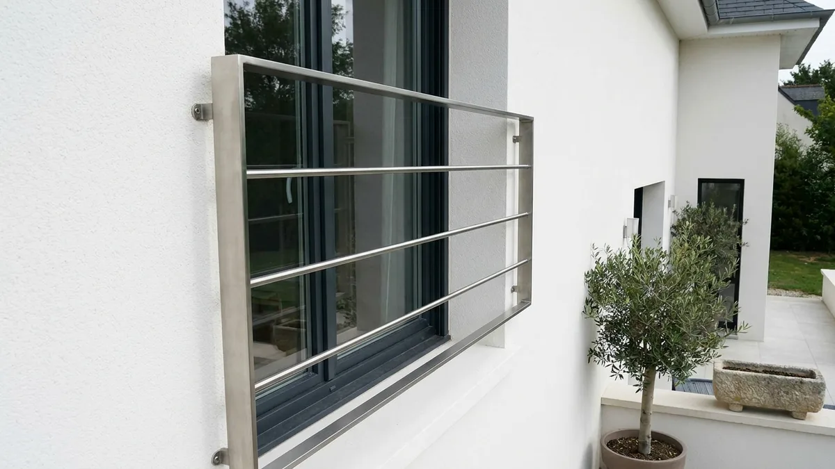 Garde-corps fenêtre en inox brossé design moderne