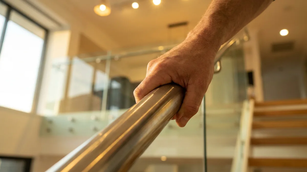 Main sur main courante inox diamètre 40mm