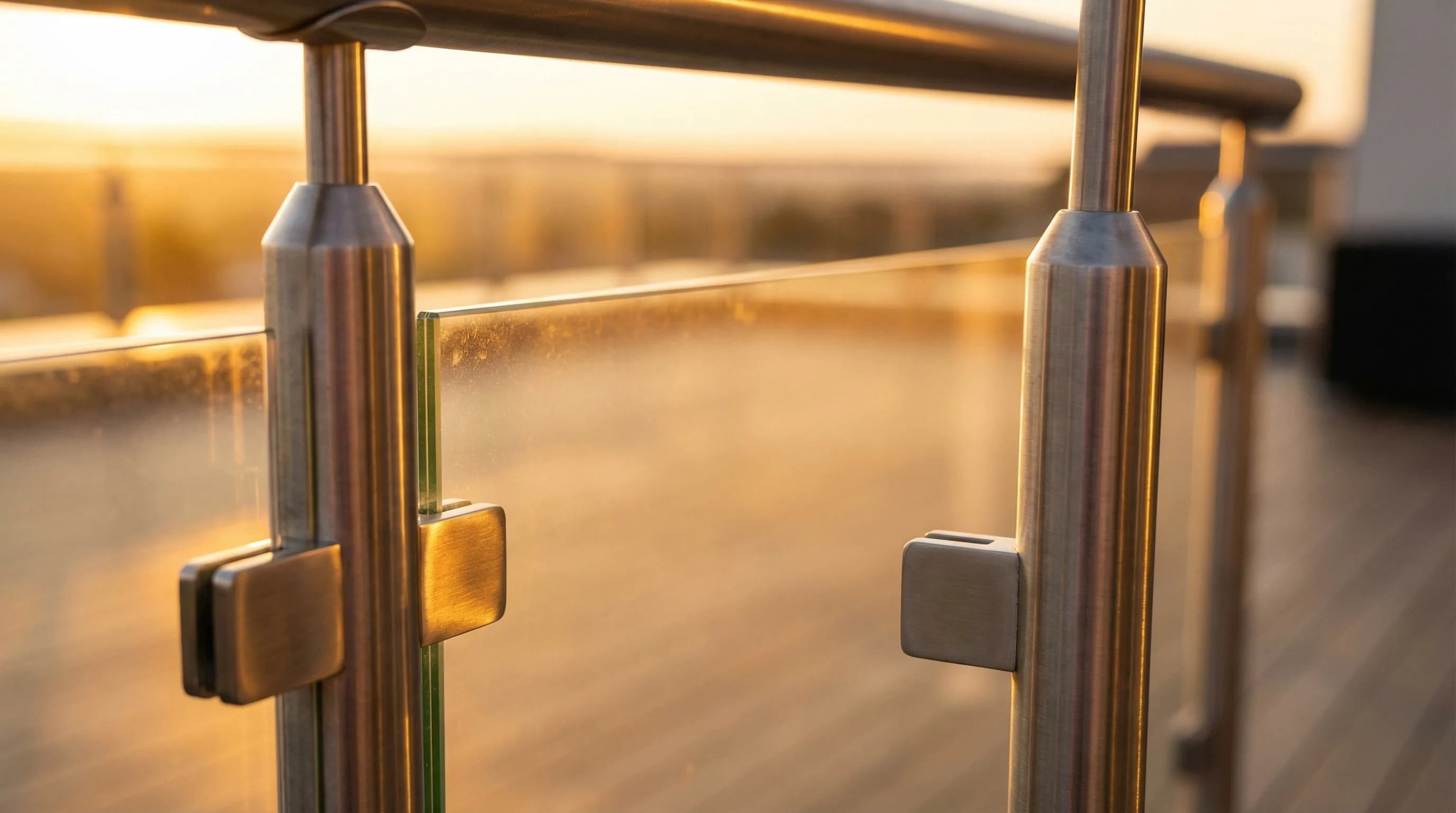 Garde-corps verre inox au coucher du soleil
