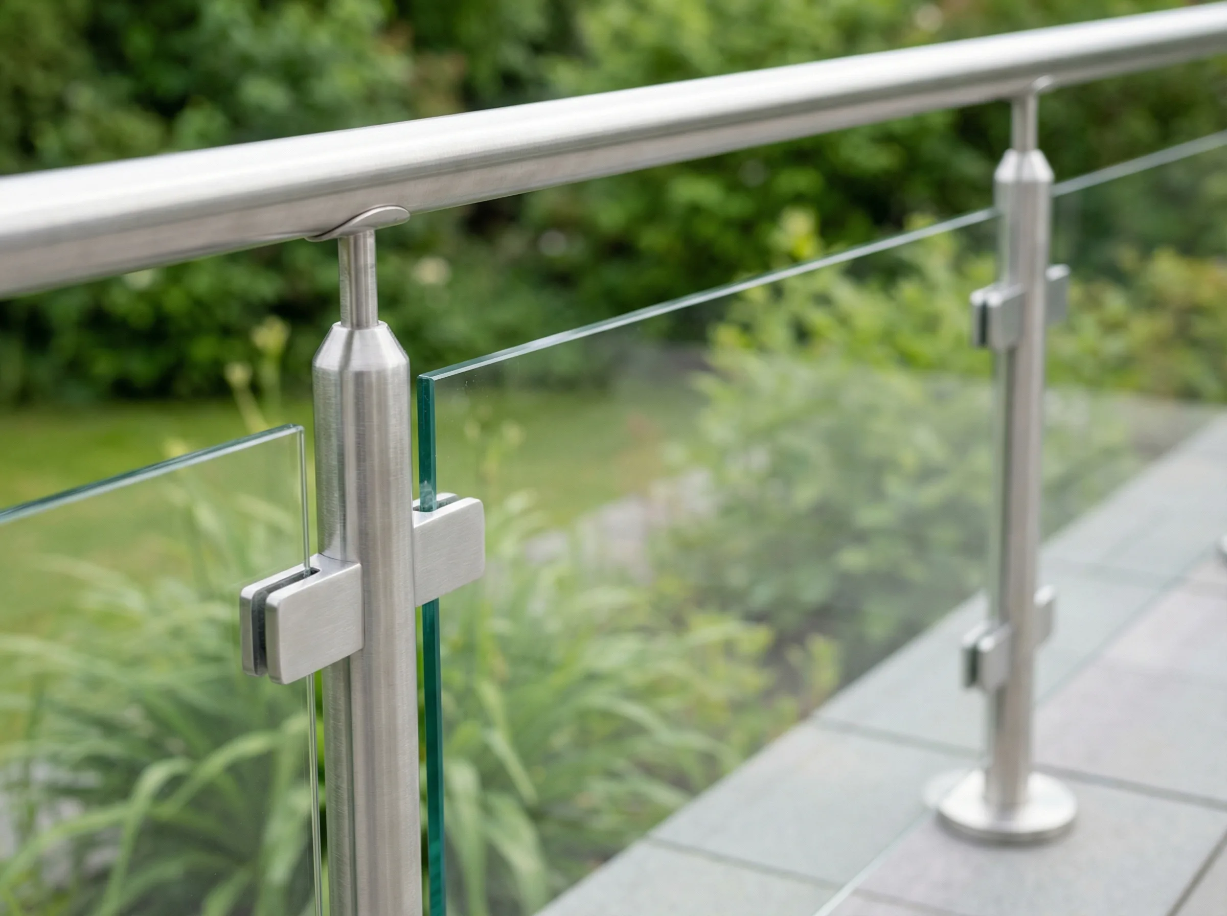 Garde-corps verre inox sur terrasse contemporaine