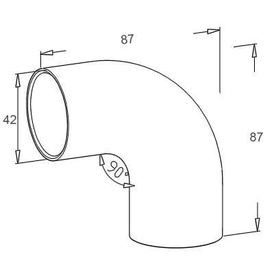 Coude inox à 90° arrondi pour rampe bois - vue 2