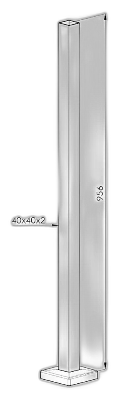 Poteau inox carré 40x40 pose dessus - vue 2