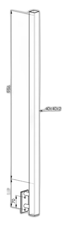 Poteau inox carré 40x40 pose latérale - vue 2