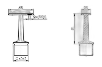 Support de lisse plate pour poteau carré - vue 2