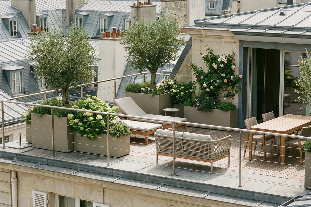 Garde-corps terrasse toit Paris inox c&acirc;bles