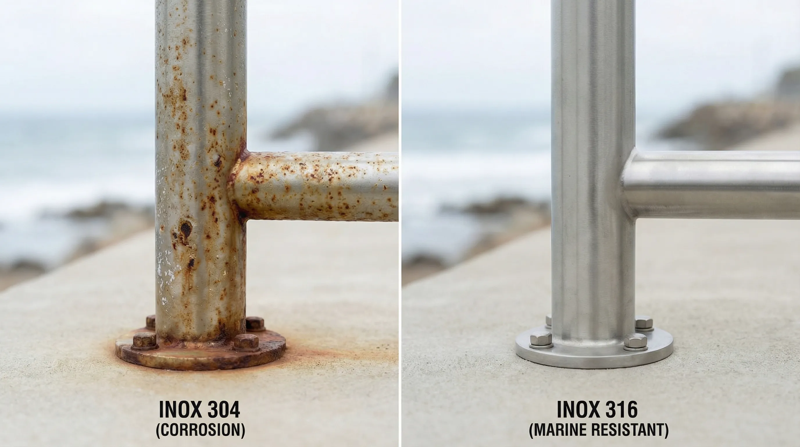 Corrosion maritime impact ocean Atlantique sur garde-corps