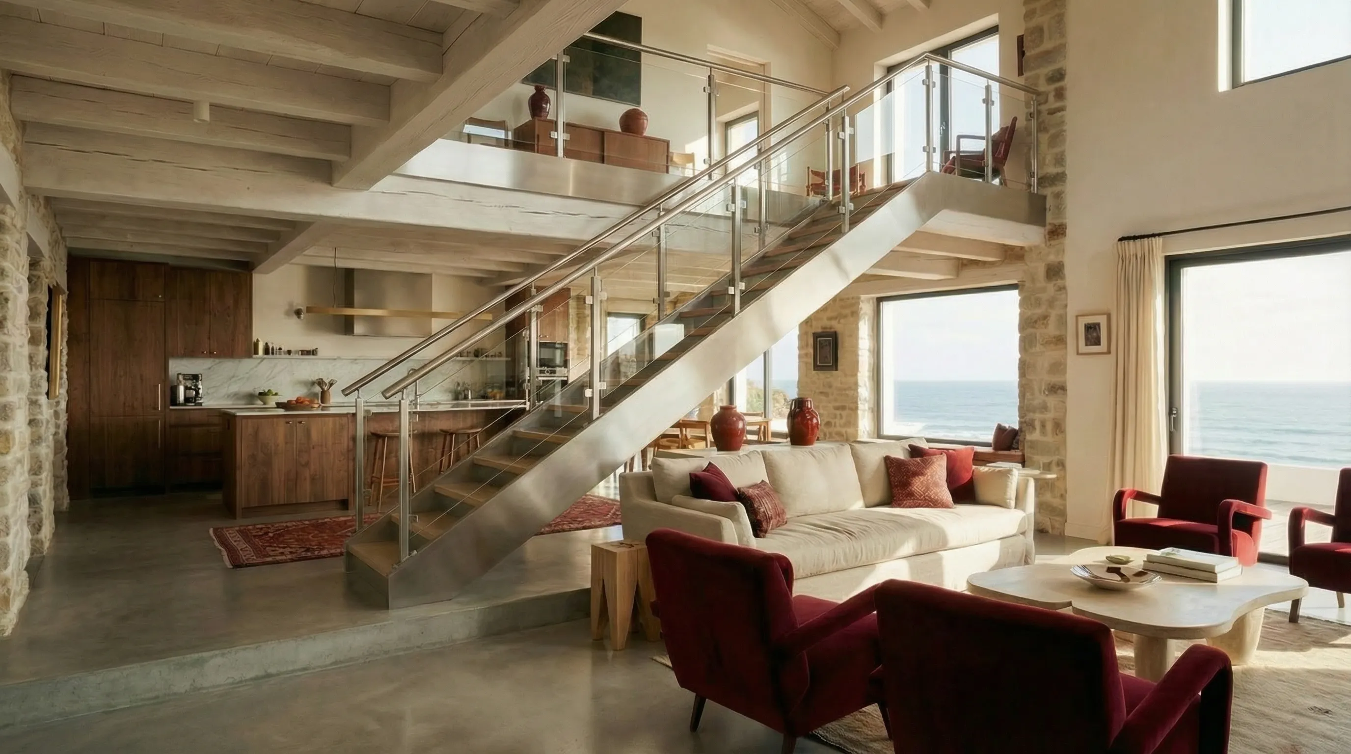 Garde-corps inox interieur maison bourgeoise bordelaise