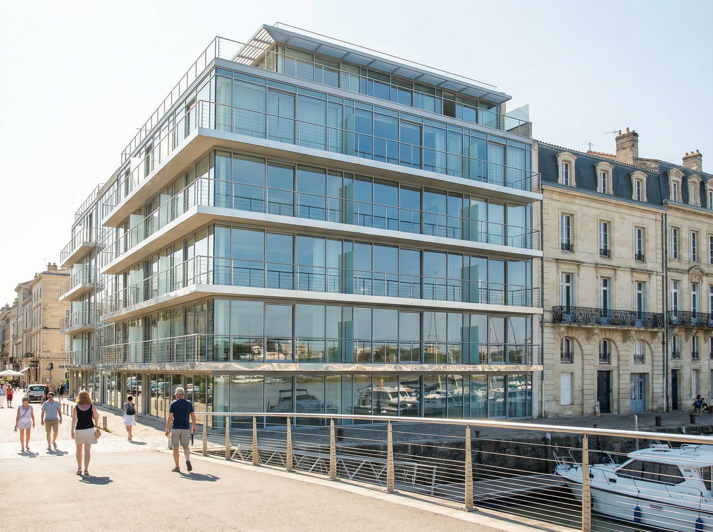 Immeuble moderne avec garde-corps inox 316L cables a Bordeaux