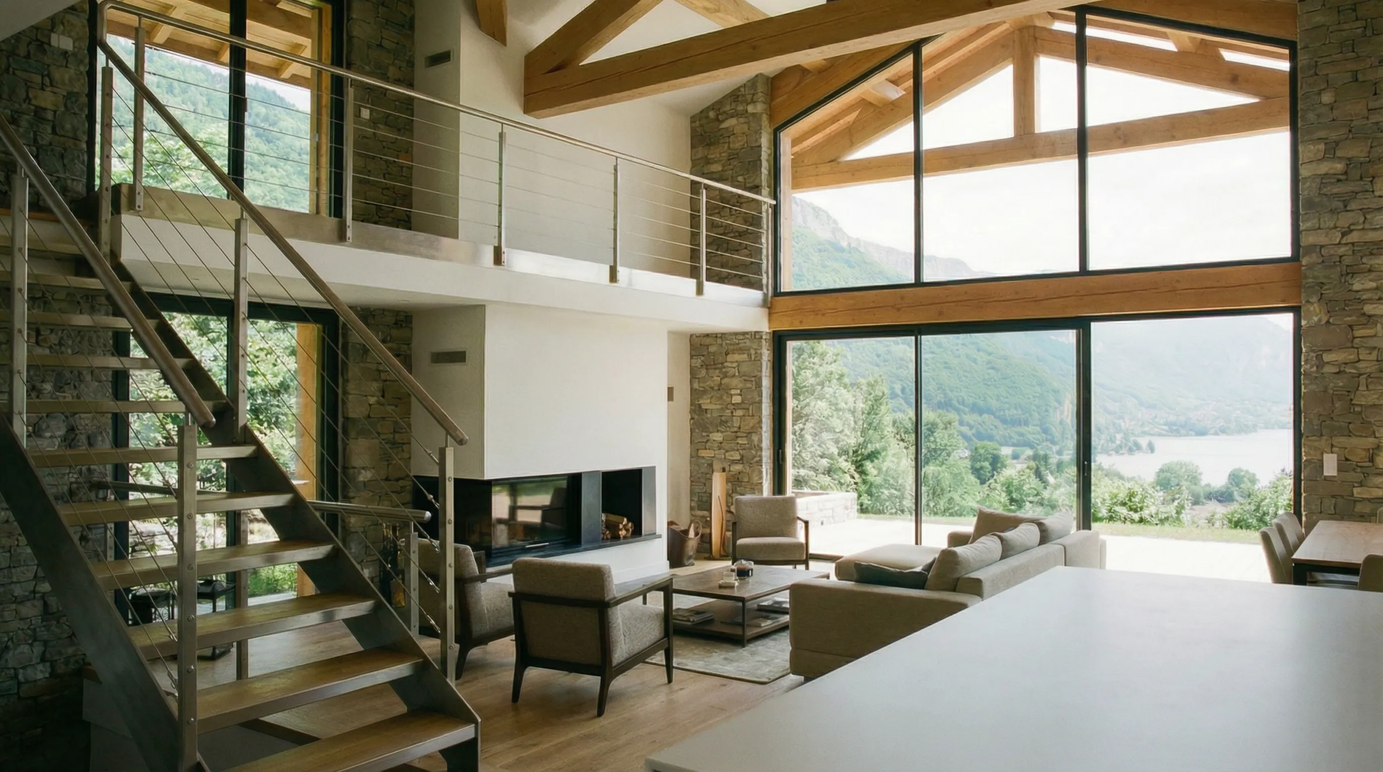 Escalier interieur avec garde-corps inox 304 en Savoie