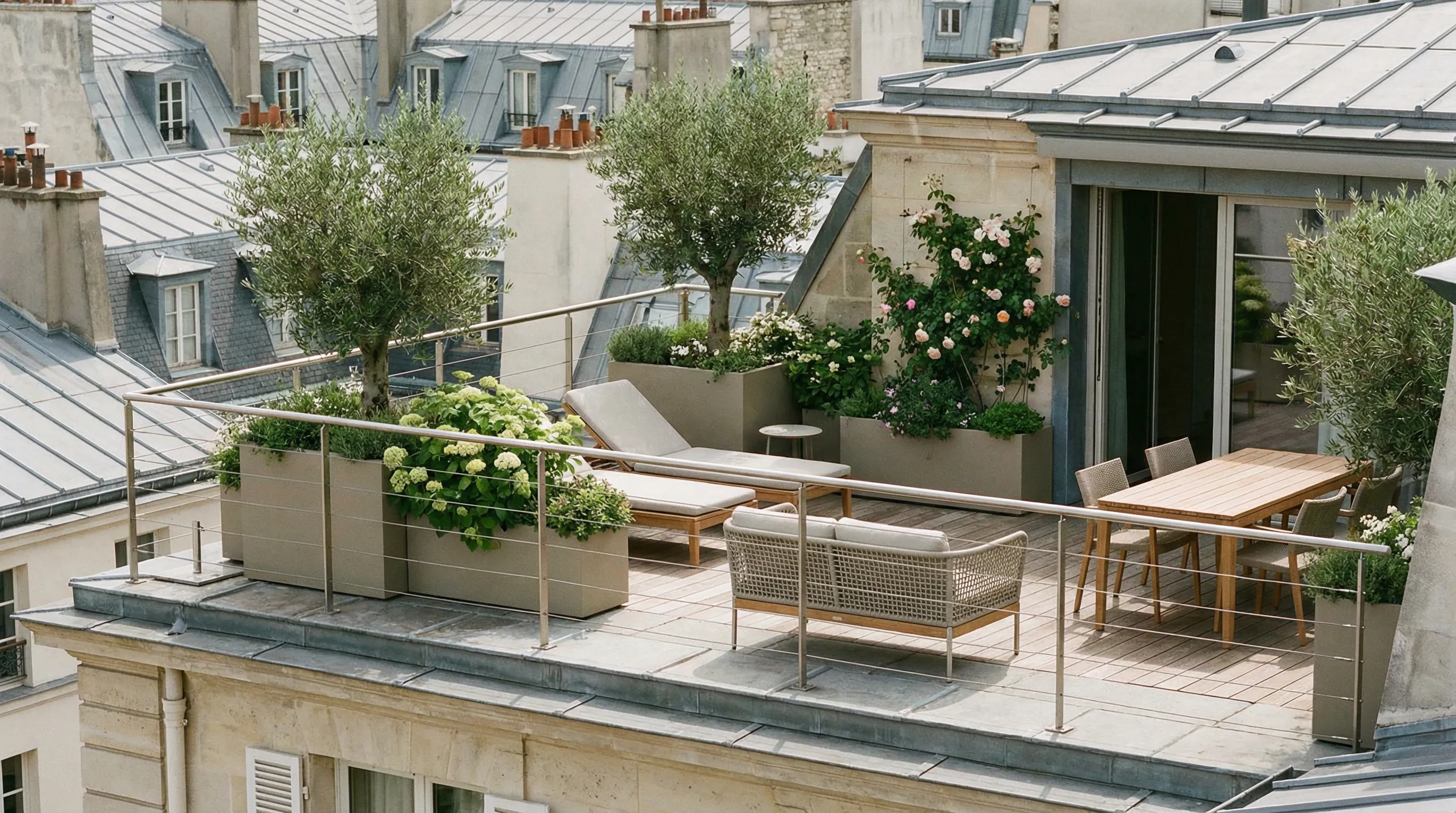 Garde-corps inox sur toit-terrasse parisien