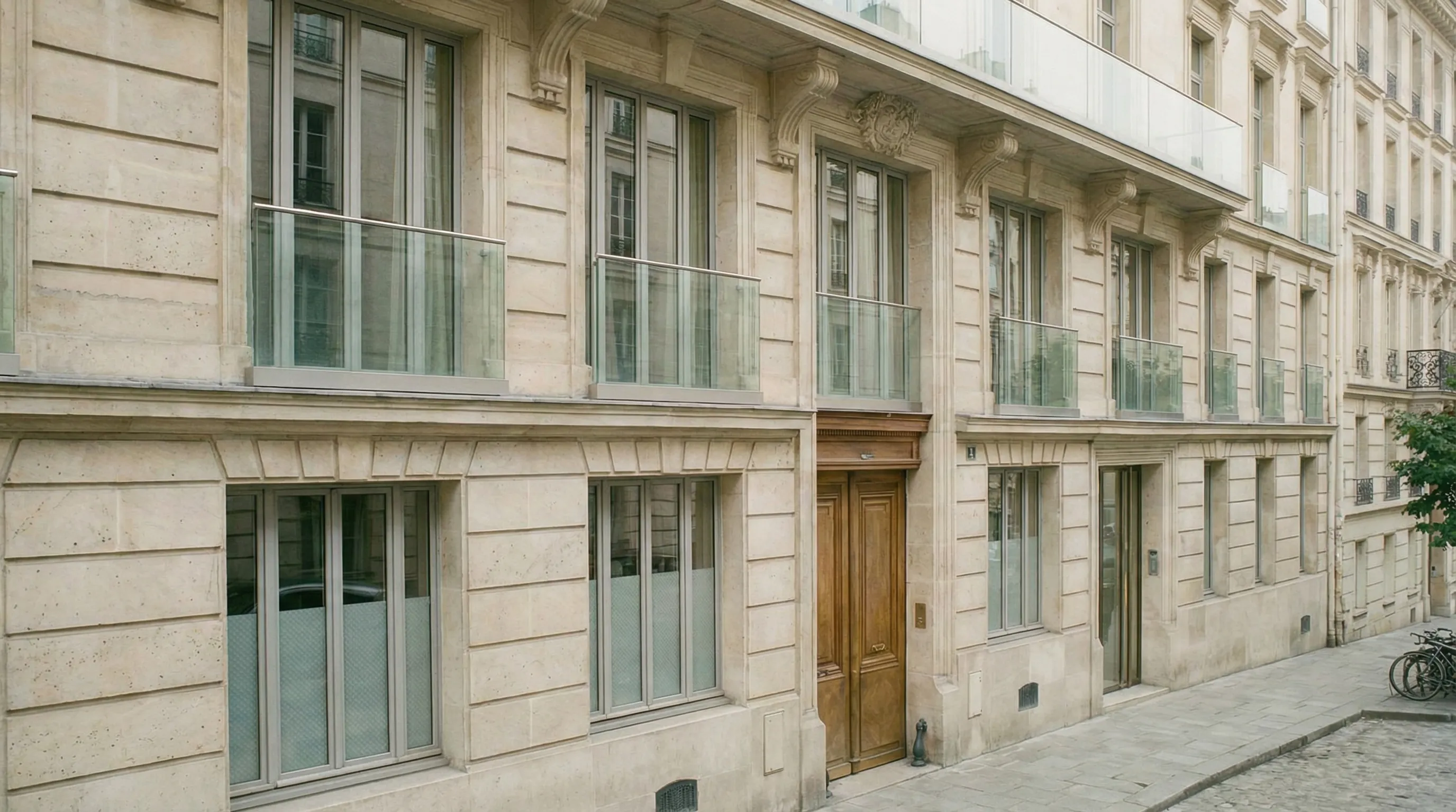 Balcons parisiens typiques avec garde-corps inox