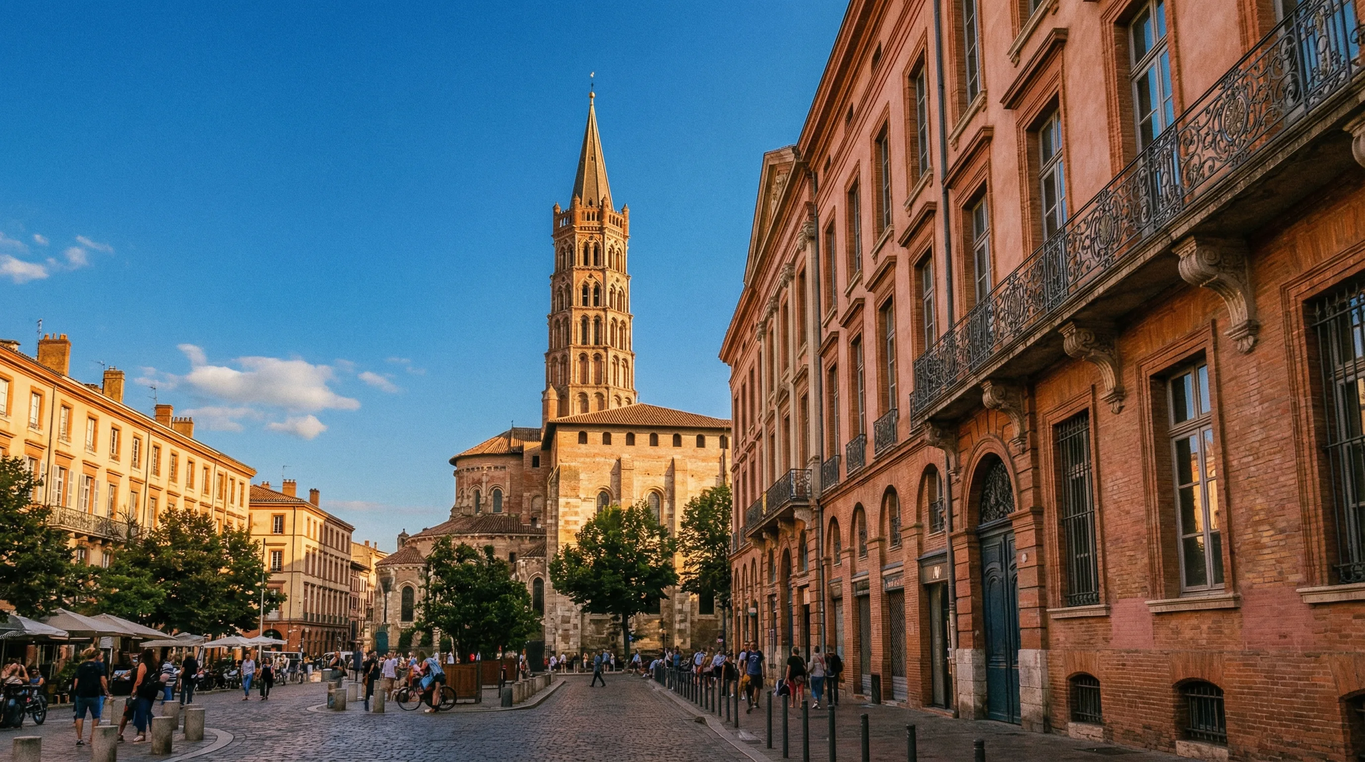 Architecture brique rose Toulouse avec Saint-Sernin