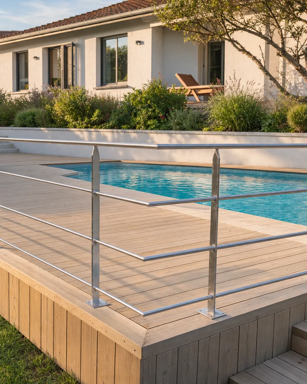 Garde-corps piscine sous-lisses inox 316L - realisation
